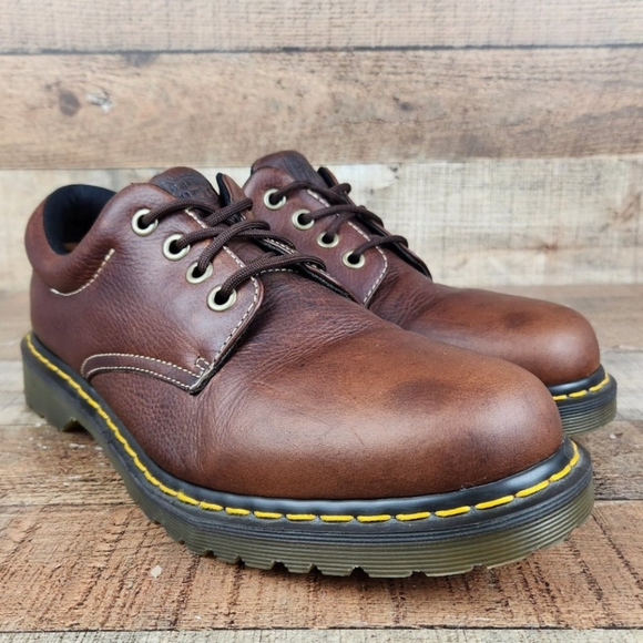 Dr Martens Boston Men Sz 13 M Air Wair Brown Leather Oxford Shoes Low Classic - Picture 4 of 9